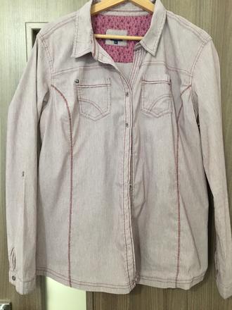 Pruhovaná ružová košeľa s bordovým prúžkom, xl