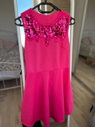 Ružove mini krátke šaty s flitrami, s