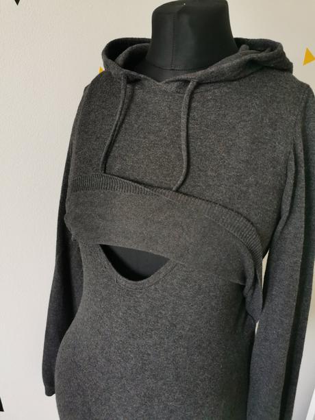Tehotenský tmavosivý pulóver s kapucňou bonprix, bonprix,s