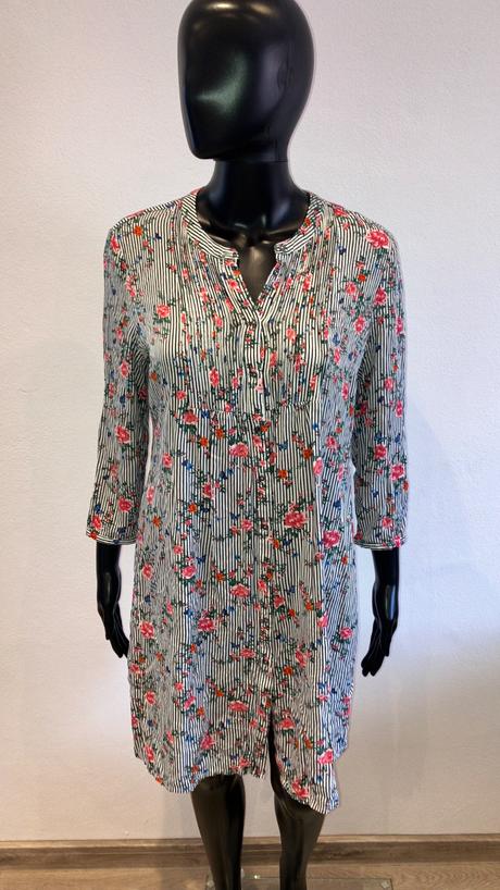 Dámske kvetinové pruhované košeľové šaty, camaieu,m