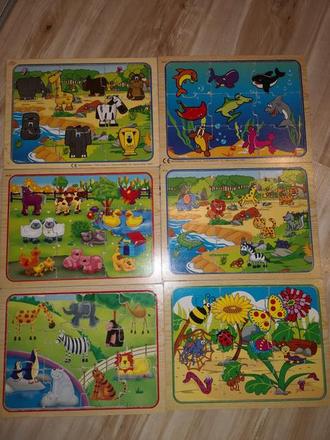 Drevené puzzle rôzne kus len 1.5 eur, 