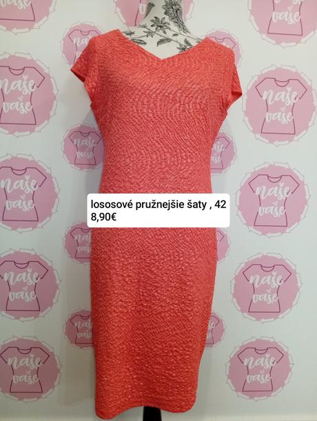 Krásne elastické lososové šaty, 42