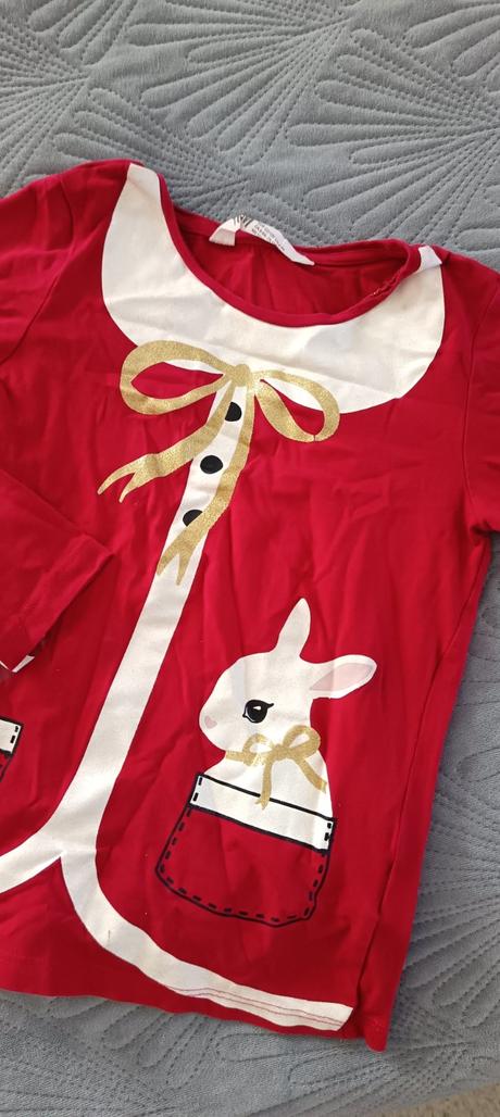 Vianočné tričko s dlhým rukávom, h&m,128