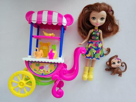 Enchantimals bábika s vozíkom a opickou,