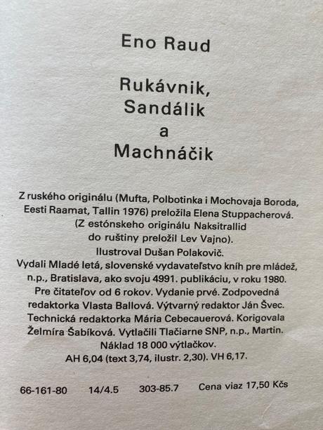 Rukávnik, sandálik a machnáčik prvé vyd.1980, 