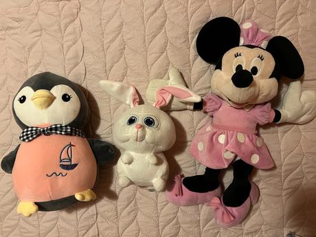 Plysaky minnie, tucniak, zajko,