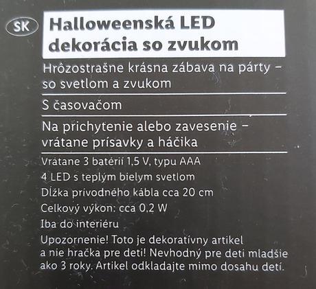 Led dekorácia so zvukom lebka., 