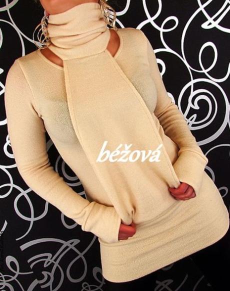 Predĺžený béžový sveter-m, m