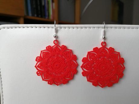 Náušnice mandala červená farba,