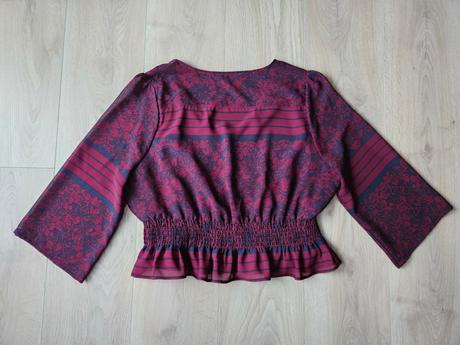 Bordová blúzka s volánikom a širokými rukávmi, atmosphere,xl