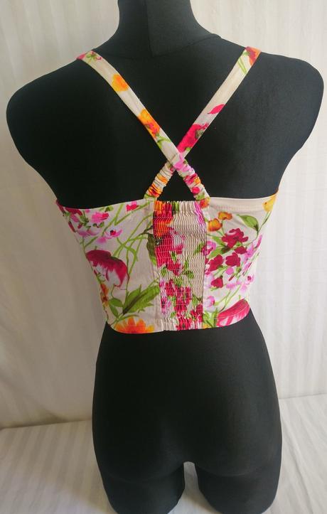 Farebný elastický crop top na ramienka, parisian, xs