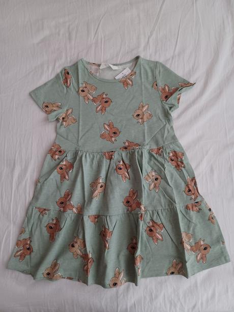 Dievčenské šaty so zajačikmi, h&m,122 / 128
