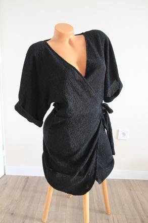 Čierne štrukturované zavinovacie šaty lindex, s, lindex,s