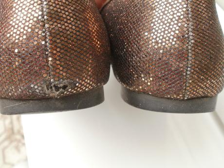 Medené lesklé balerínky, 38