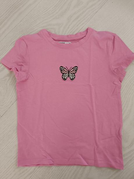 Ružové tričko s motýľom, xs