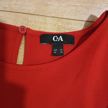 Červené šaty s volánovými rukávmi, c&a,46