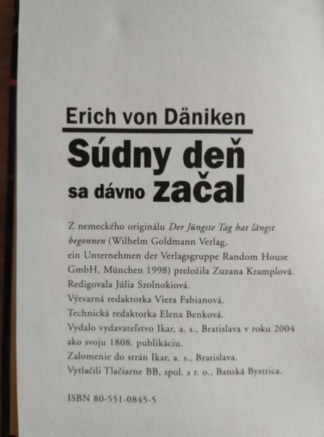 Kniha súdny deň sa dávno začal erich von däniken,