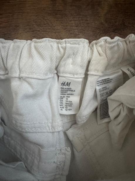 Biele rifle h&m 12-13y s reguláciou v pase, h&m,158