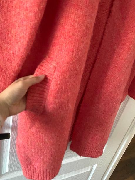 Dlhý marhuľový kardigan s prímesou vlny, m