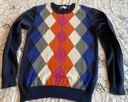 Bavlnený pulóver s kosoštvorcami h&m v. 170, h&m,170