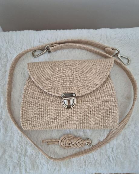 Handmade béžová kabelka 2 v 1,