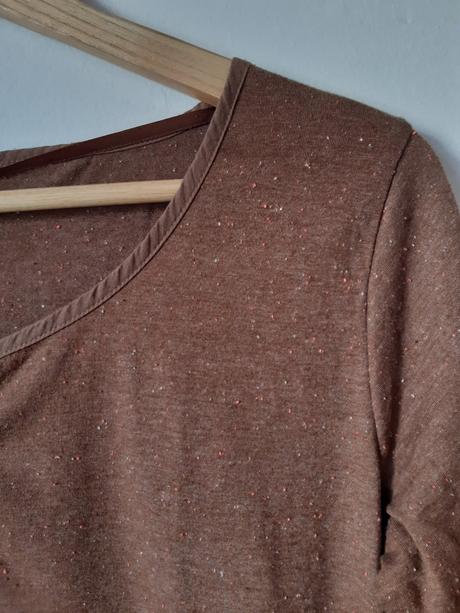 Hnedé melírované tričko s dlhým rukávom, takko,l