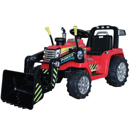 Elektrický traktor master s naberačkou, červený, p,