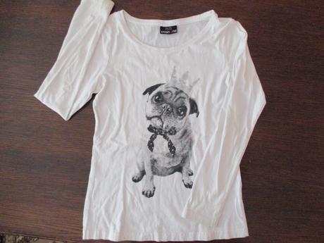 Biele triko s obrazkom psika, 146/152, crashone,152