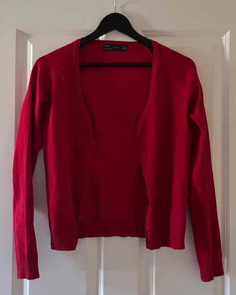 Tmavočervený svetrík na gombíky, zara, m/38, zara,m