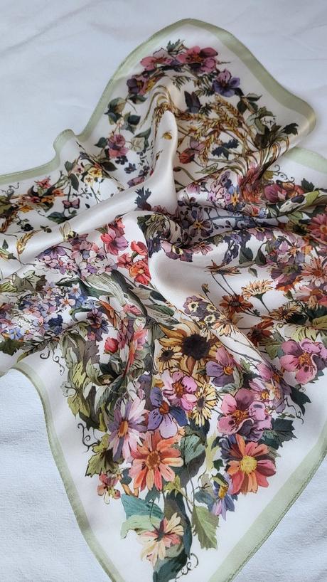 Hodvábna šatka kvety, l