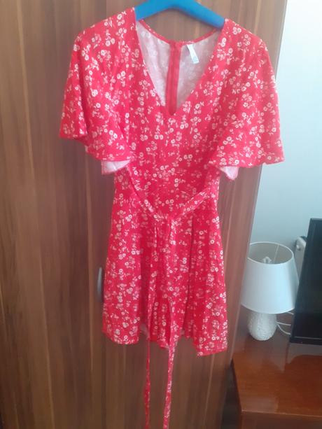 Červený dievčenský šatový overal, amisu,40