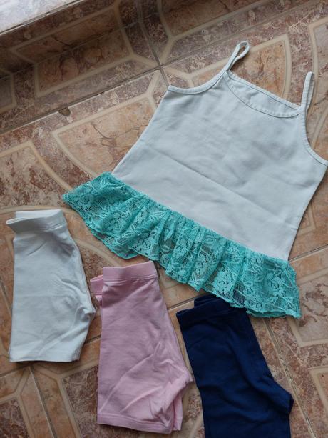 Tielko s cipkou +next biele leginky, 86