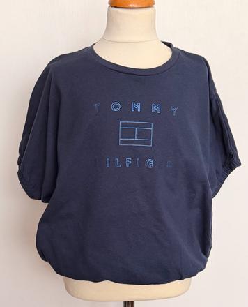Tommy hilfiger dievčenské tmavomodré tričko s puf, tommy hilfiger,152