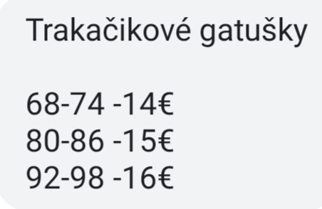 Trakačikové gatušky, 62 - 116