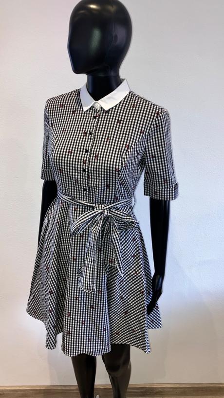 Kockované košeľové šaty s golierom, mohito,xs