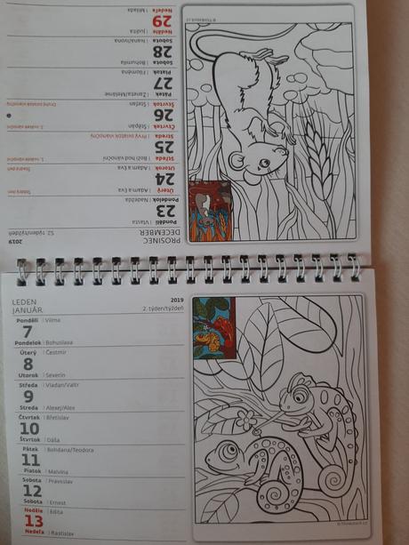 Kalendár 2019, obrázky na vyfarbenie,