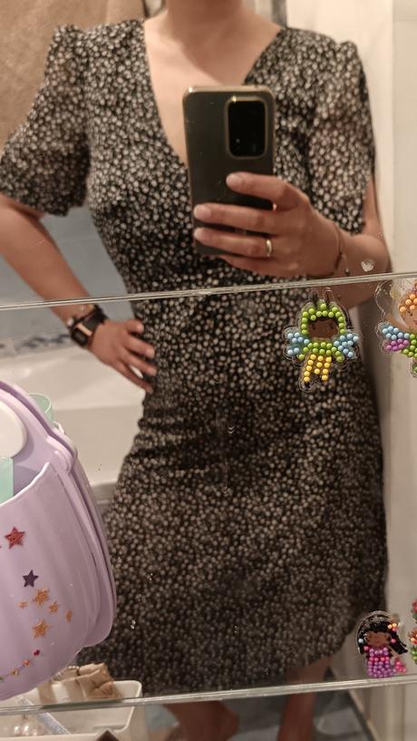 Šaty letné, 38, hm, čierne s drobnými kvietkami, h&m,38