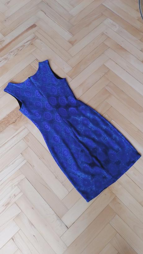 Kralovsky modre trblietave saty, xs