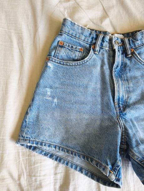 Rifľové šortky s vysokým pásom, zara,32