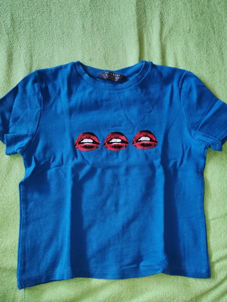 Modre crop tričko, primark,s