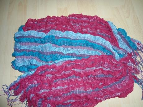 Tyrkysovo - bordovy šál, 