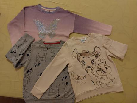 Hrubší pulóver/mikina s trblietavým motýľom 6-7r., pepco,128