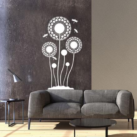 Nálepka na stenu biele púpavy, 