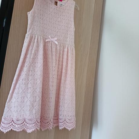 Ružové šaty s krajkou, h&m,140