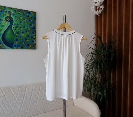 Elegantná biela blúzka h&m s čiernym lemovaním, h&m,l