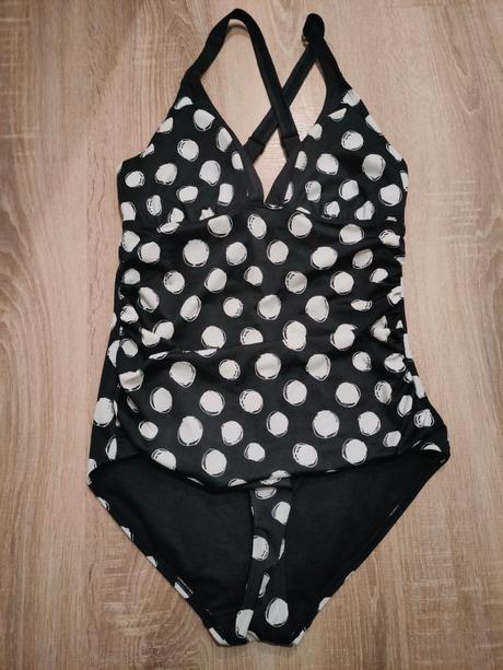 Celé plavky čiernobiele bodky, 40 / 42