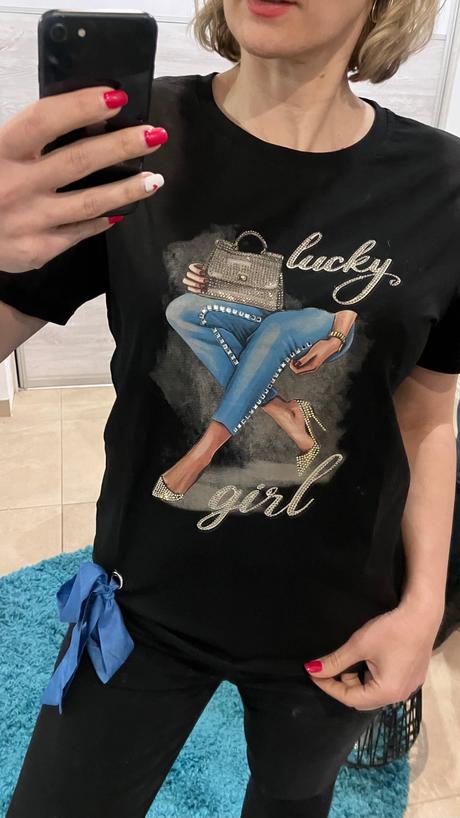 Dámske tričko s potlačou a mašličkou (l/xl), l / xl