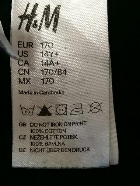 Dievčenske čierne tričko s motívom, h&m, h&m,164