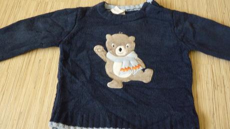 Modry teply svetrik s medvedikom,c and a,86, c&a,86