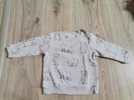 Sivá mikina s macikmi, h&m,74